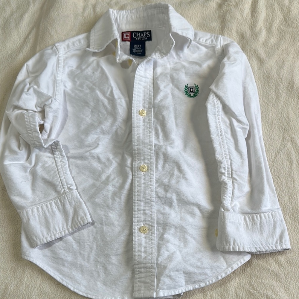 Chaps White Button Down Shirt Classic Cotton